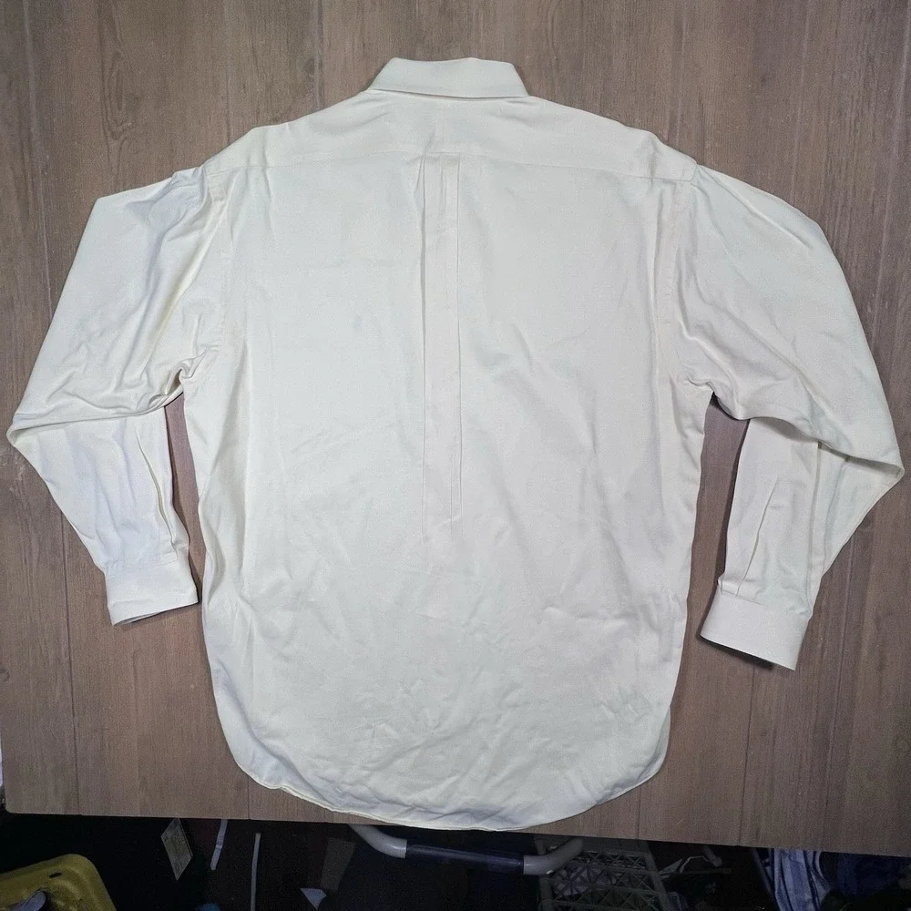 Ralph Lauren Navy label Polo logo long sleeve butter yellow shirt‎ Med Vintage
